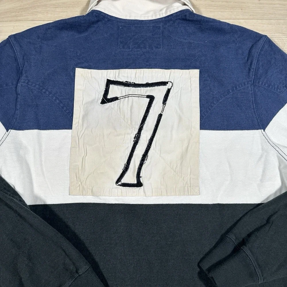 Vintage RALPH LAUREN RL RUGBY #7 Navy Green‎ Striped Men's Size XL Padding Rare